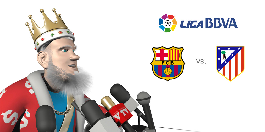 The Football King presents the upcoming match between Barcelona and Atletico Madrid.  Live feed from the news conference.