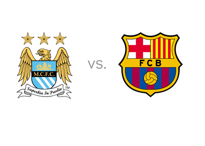 UEFA Champions League Matchup - Manchester City vs. Barcelona - Team Logos