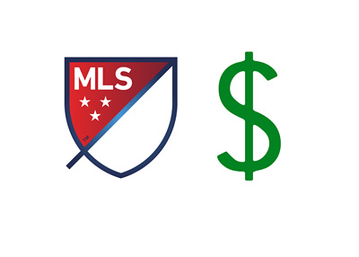 Major League Soccer logo next to a dollar sign - Highest salaries in the league