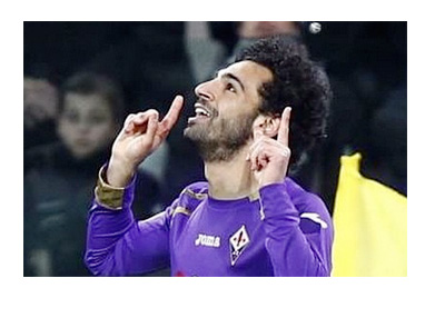 Mohamed Salah after scoring vs. Juventus for ACF Fiorentina - March 2015 - Photo