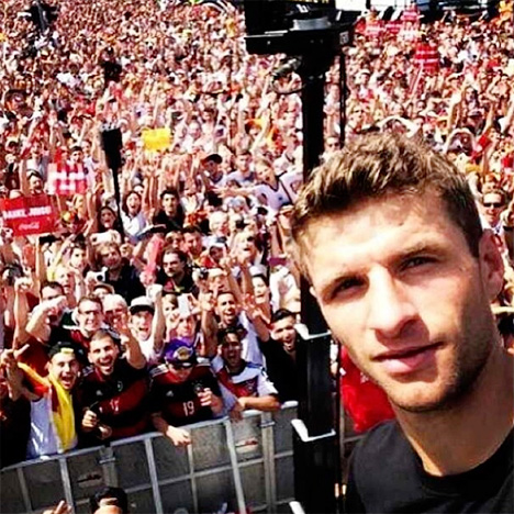 Thomas Muller in front of the German fans