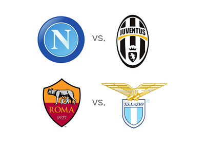 Game Previews - Napoli vs. Juventus and AS Roma vs. Lazio - Odds, Matchups and Favourites - Team Logos / Crests / Badges - Italian Serie A - Calcio