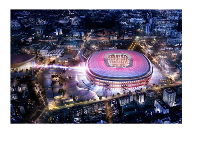 The rendering of the New Camp Nou winning proposal. March 2016