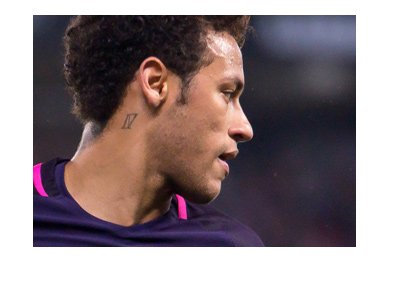 Junior Neymar - Photographed from the side - Wearing the Barca away shirt.