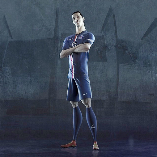 Nike ad campaign - riskeverything - Zlatan Ibrahimovic in 3d - Paris Saint-Germain PSG blue kit