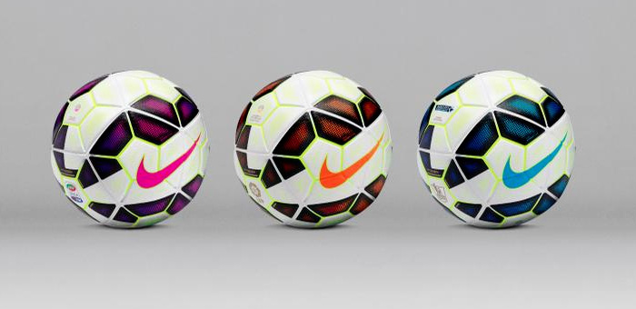 Nike Orderm 2 Ball - Pink color variation for Italian Serie A, Orange for the Spanihs La Liga and Blue for the English Premier League