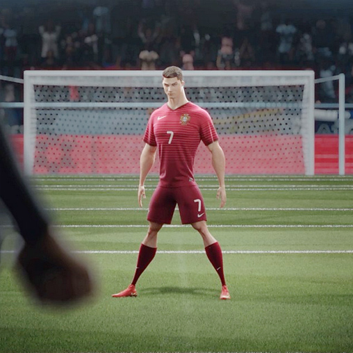 Nike ad campaign - riskeverything - Cristiano Ronaldo in 3d - Portugal red World Cup kit