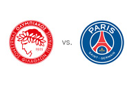 Olympiacos vs. Paris Saint-Germain (PSG) - UEFA Champions League Matchup - Team Logos