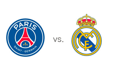 Paris Saint-Germain (PSG) vs. Real Madrid - Team Logos - Matchup