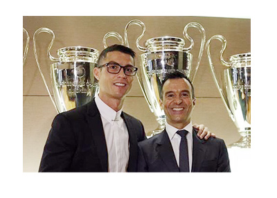 Cristiano Ronaldo and his agent Jorge Mendes after signing a contract extension with Real Madrud until year 2021.  Social media photo.