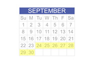 September 2013 Calendar - 23 - 30th Highlighted