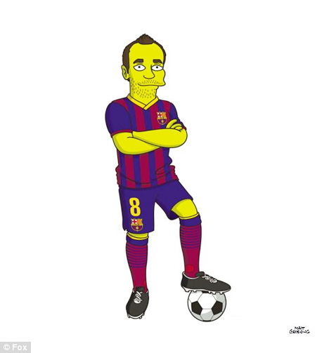 Andres Iniesta from Barcelona FC as a Simpson Character