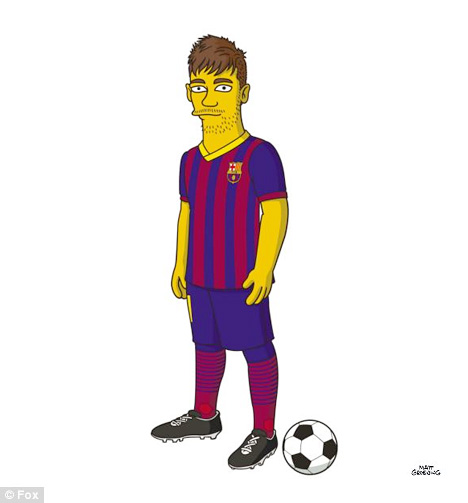 Neymar Junior from Barcelona FC as a Simpson Character