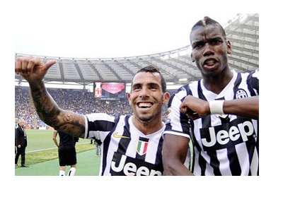 Carlos Tevez and Pogba celebrate a Juventus Victory - 2014/15 season - Photo: Carlos Tevez Instagram Account