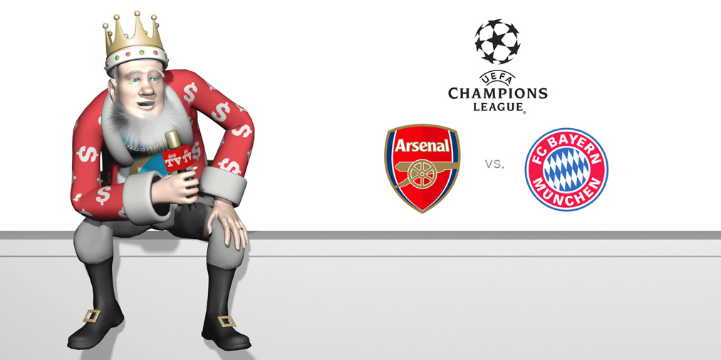 The King is presenting a huge Champions League matchup between Arsenal FC and Bayern Munich - The kick-off is at 7:45pm local time