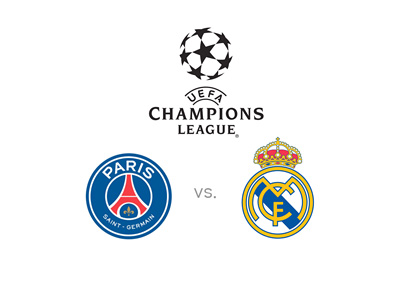 UEFA Champions League - Paris Saint-Germain vs. Real Madrid - Matchup, tournament logo and team badges - Preview and odds