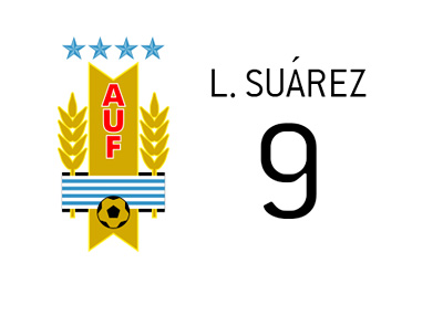 Uruguay Football Team - Luis Suarez - Number Nine - Jersey