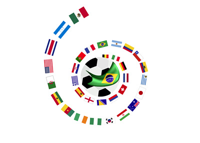 The flags of nations participating in the World Cup 2014 in Brasil - Illustration