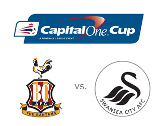 Bradford City vs. Swansea City - Capital One Cup finals - Team and tournament logos - Matchup