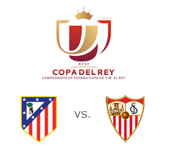 Atletico vs. Sevilla - Copa del Rey semi-final 1st leg - Madrid - Team and tournament logos