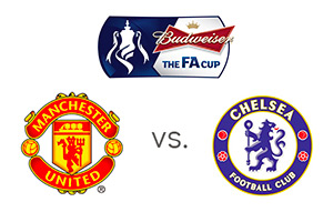 FA Cup - Manchester United vs. Chelsea - Tournament and Team logos