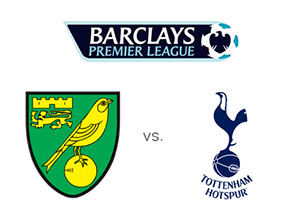 Norwich vs. Tottenham - Round 24 of the English Premier League - January 30th, 2013 - League and Team logos