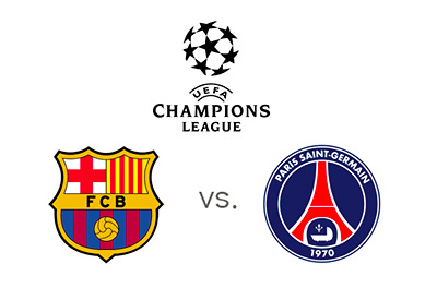 UEFA Champions League - Barcelona vs. PSG - Matchup and Team Logos