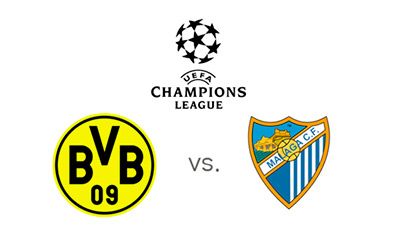 UEFA Champions League - Borussia Dortmund vs. Malaga - Matchup and team logos