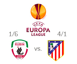 Rubin Kazan vs. Atletico Madrid - Odds to Qualify - Team Logos