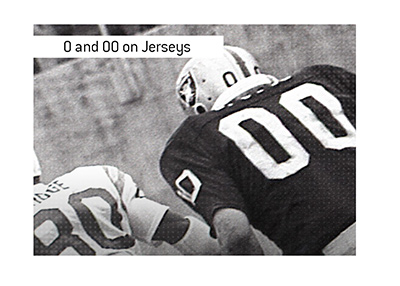 Number 0 or 00 on NFL Jerseys.  In photo: Jim Otto is one of the famous players that wore it.