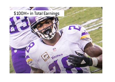Adrian Peterson is the only running back to have earned past the $100m Mark.