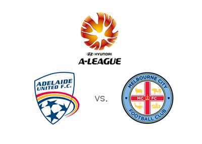 Australian A-League matchup - Adelaide United vs. Melbourne City - Game odds, tournament logo and team crests