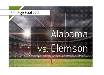 College Football marquee matchup of recent years - Alabama vs. Clemson. Year is 2019.