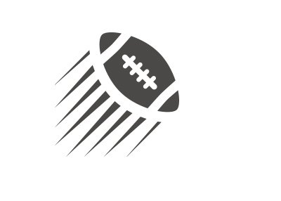 The drawing of an American football being passed. Simple, vector-style, drawing.