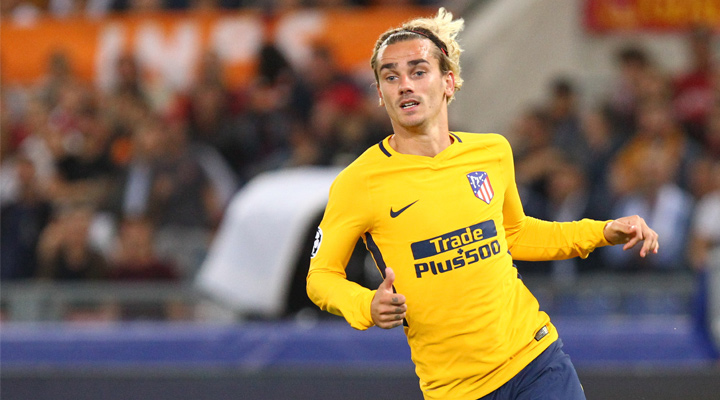 The Atletico Madrid attacker, Antoine Griezmann, in action for his home team.  Wearing the away yellow kit.  Europa League is next for Atleti.