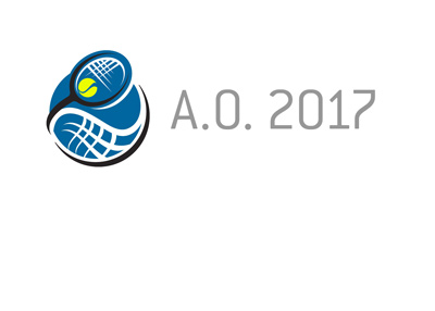The Australian Open 2017 - Concept logo - Yellow ball, blue court. Illustration.