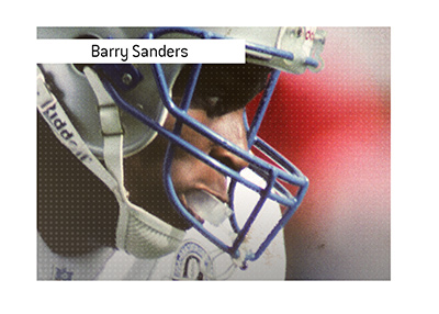Legendary football player Barry Sanders.  Representing Detroit Lions.