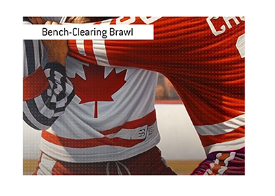 The bench-clearing brawl took place between Canada and Russia at the World Juniors Championships in 1987.