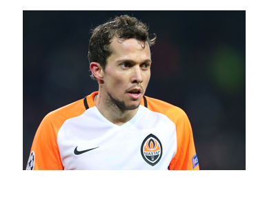 Shakhtar Donetsk winger, Bernard Anício Caldeira Duarte, photographed in action for his club.