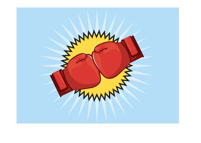 Vector style drawing representation of a big boxing match.  Two gloves colliding.  Bang.  Mikey Garcia vs. Adrien Broner.