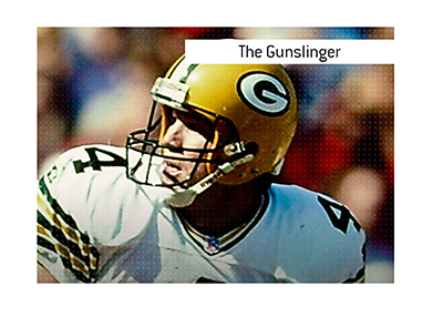 The legendary NFL quarterback Brett Favre playing for Green Bay Packers.