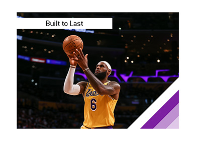 LeBron James in his 20th season, taking the fadeaway.