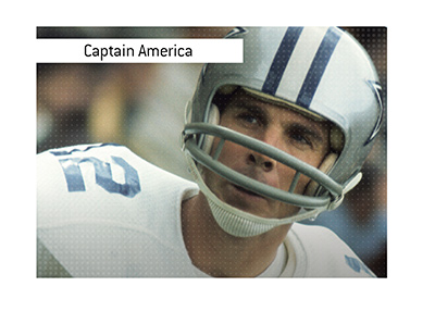 Roger Staubach, aka Captain America, in action for Dallas Cowboys.
