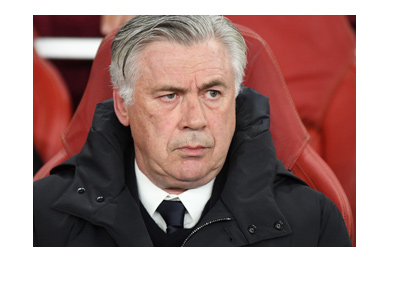 Ex Real Madrid coach and now at Bayern Munich, Carlo Ancelotti, in a serious pose.  The year is 2017.