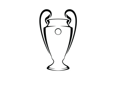 The Champions League trophy - Silhouette - Black and white - Year 2017.