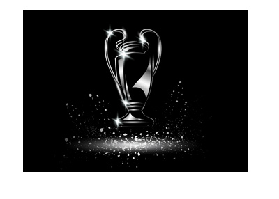 The illustration of the Champions League trophy on black background.