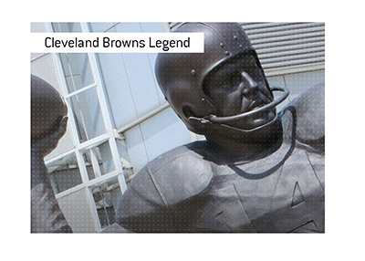 Statue of legendary Cleveland Browns football player - Otto Graham.