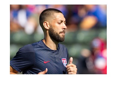 USA national team star player Clint Dempsey in full focuse before the match.  Panama coming up.