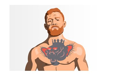 Conor McGregor in his trademark pose.  Illustration.