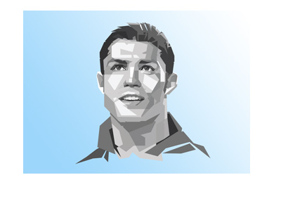 The Real Madrid superstar - Ronaldo Cristiano - Angular shapes illustration - Blue background.